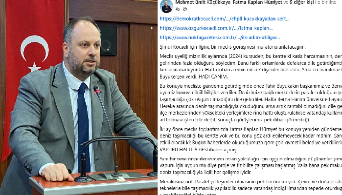 Küçükkaya'dan Büyükşehir'e Arabalı Vapur Hattı Eleştirisi.