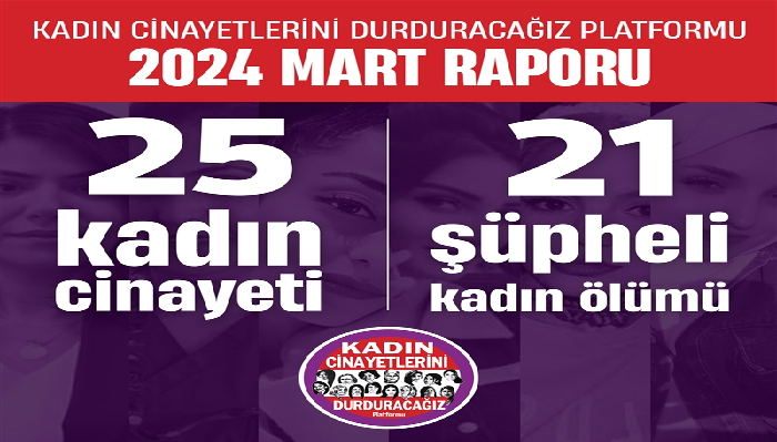   Mart ayında 25 kadın katledildi 21 Kadın Şüpheli Olarak Ölü Bulundu.